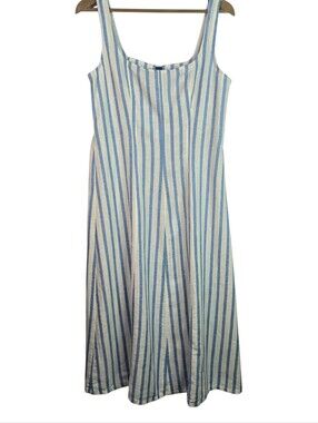 Old Navy Blue and White Striped Midi Dress